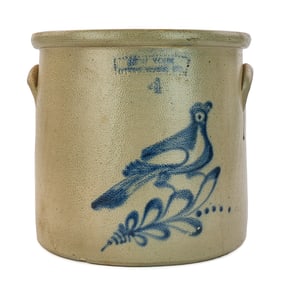 NY Stoneware Co. Bird Decorated Crock