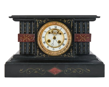 Slate & Red Marble Shelf Clock