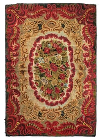 Large Colorful 19th c Hooked Rug