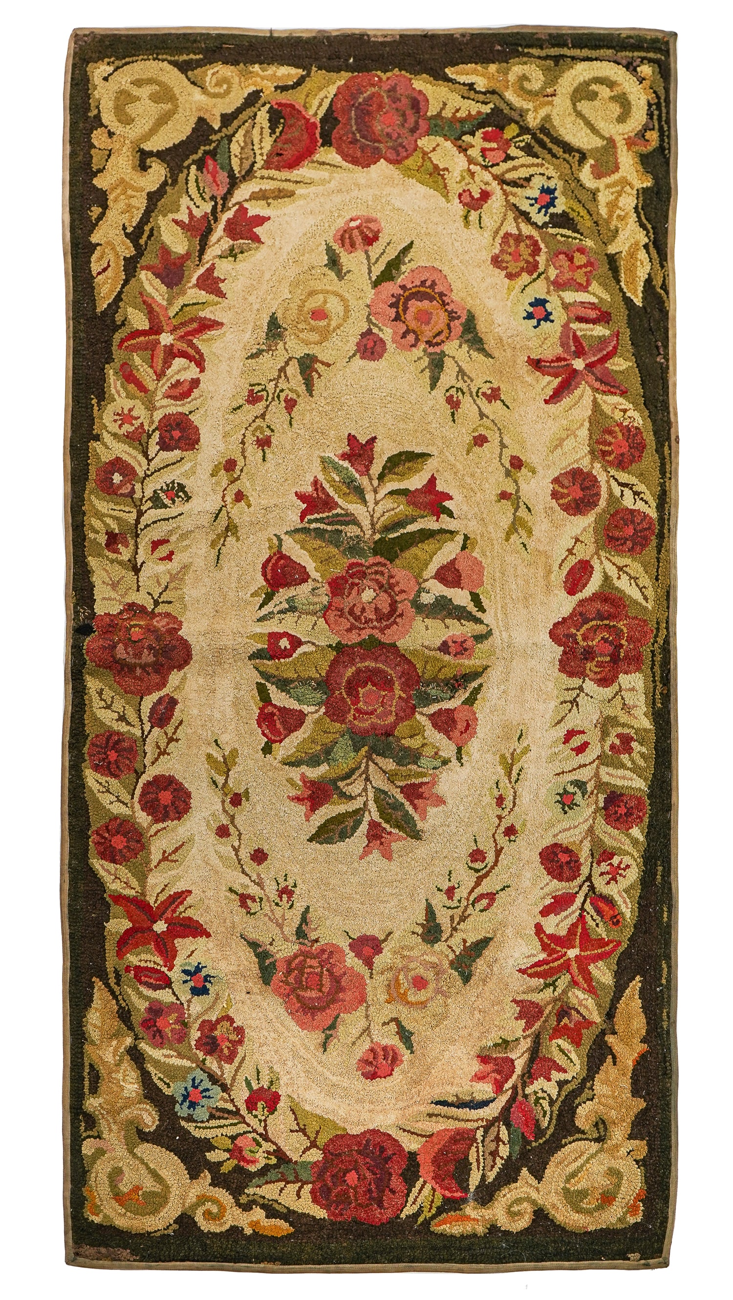 19th c Floral Hooked Rug (1 of 4)