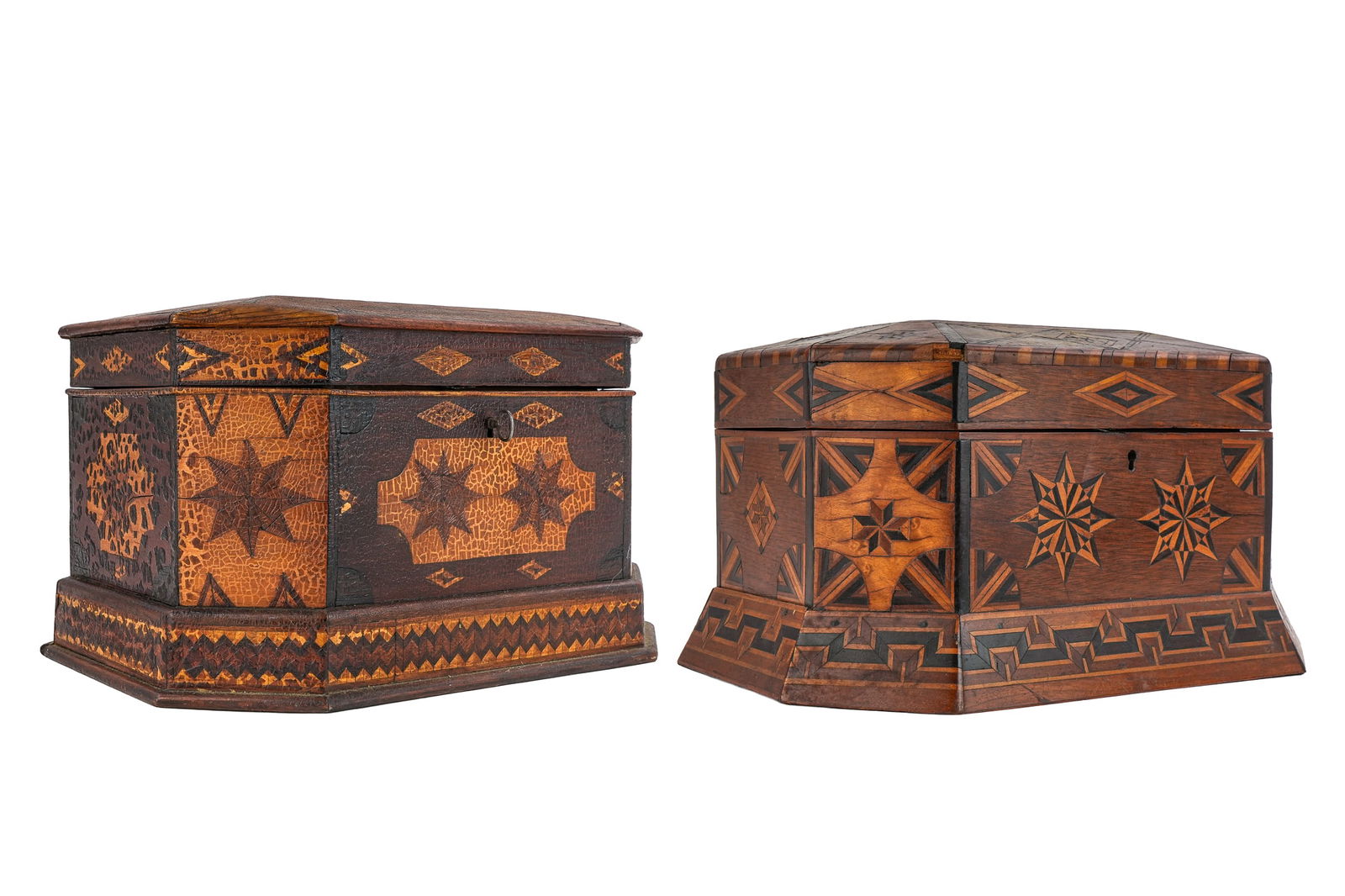 Two 19th c Inlaid Wooden Boxes (1 of 9)