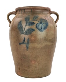 19th c PA 4 Gallon Ovoid Crock