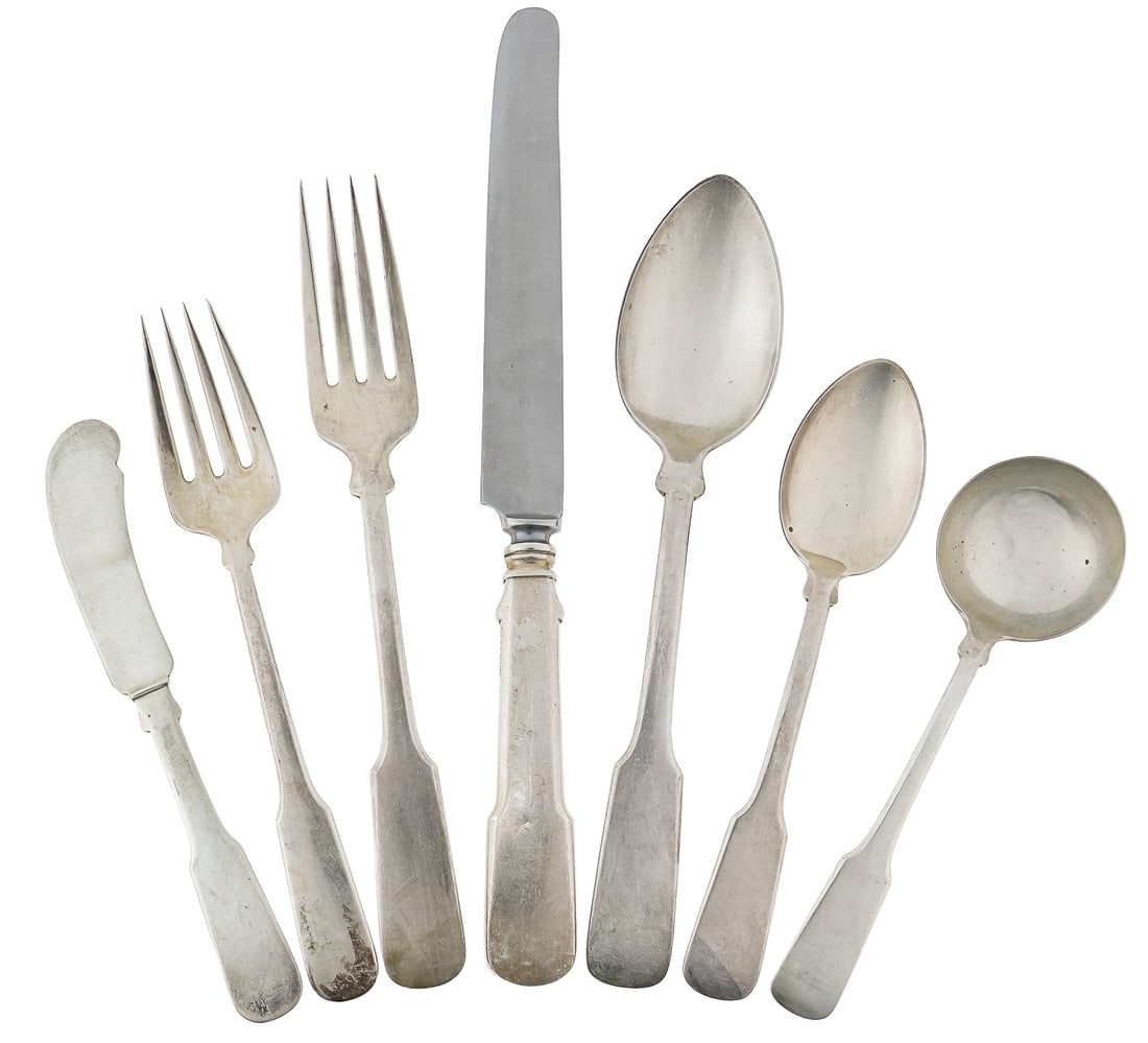 56 pcs Watson Colonial Fiddle Sterling Silver Flatware (1 of 4)