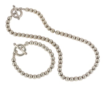 Sterling Bead Necklace and Bracelet