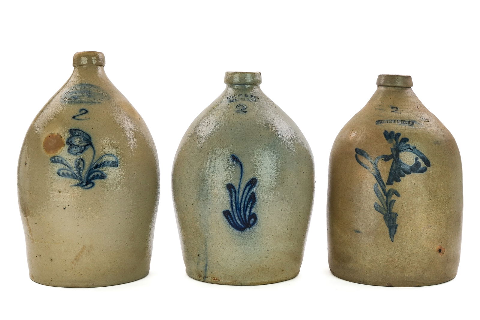 Three 19th c Blue Decorated Jugs (1 of 7)