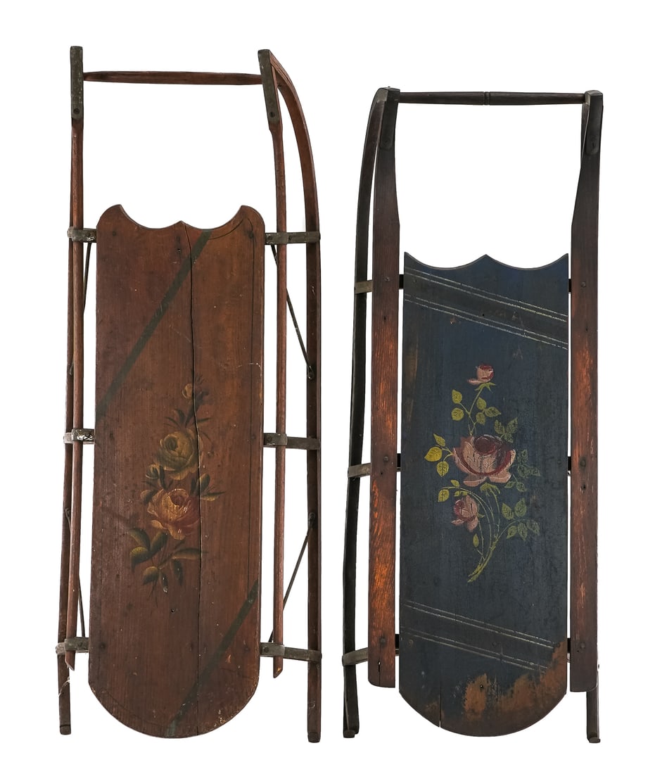 19th c Paint Decorated Child's Sleds (1 of 6)