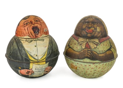 Two Tin Litho Roly-Poly Tobacco Tins