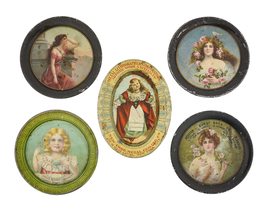Five Vintage Advertising Tin Litho Tip Trays (1 of 4)