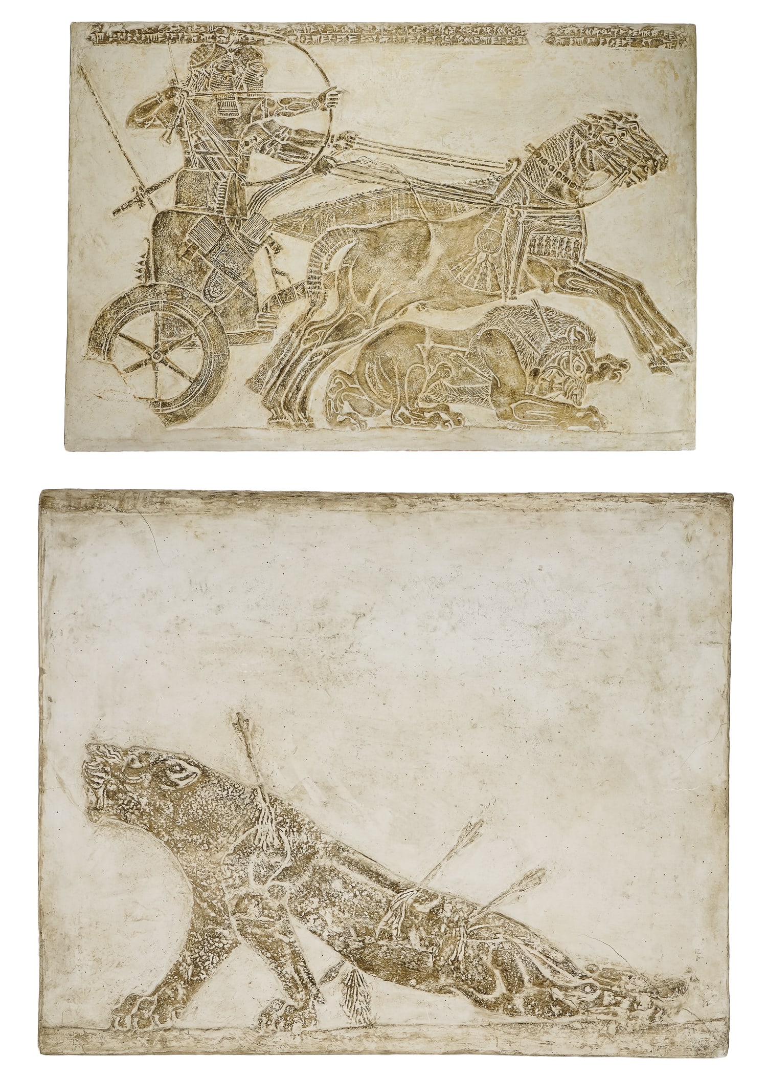Two 20th c Plaster casts of Assyrian Lion Hunt (1 of 8)