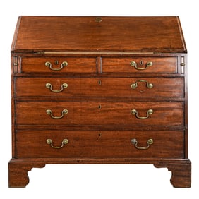 18th c George III Mahogany Chippendale Slant Front Desk