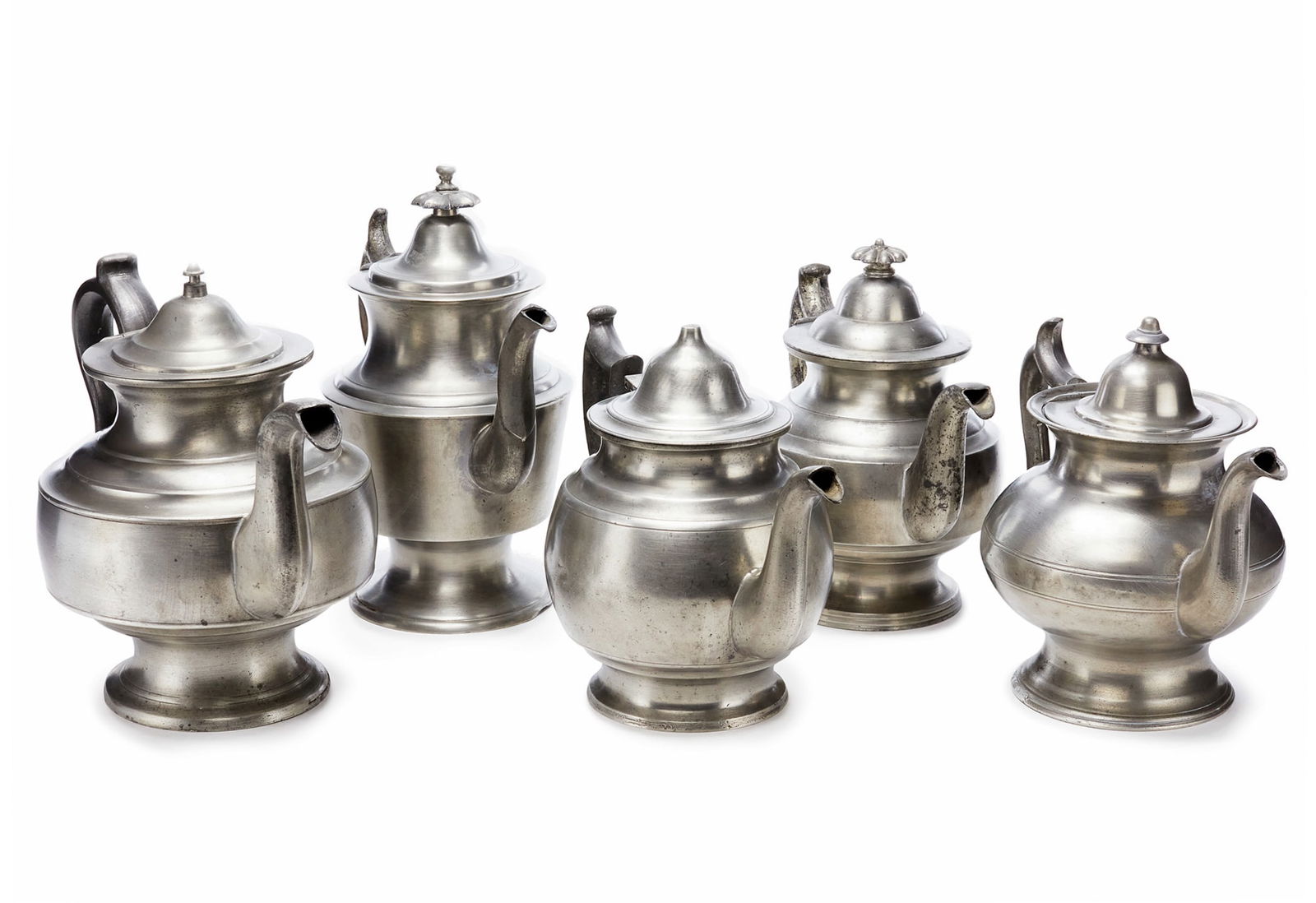 5 19th c American Pewter Teapots (1 of 11)