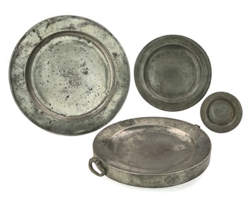 4 18thc Pewter Pieces