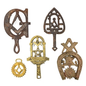 Group of 5 Masonic/Shriner Trivets