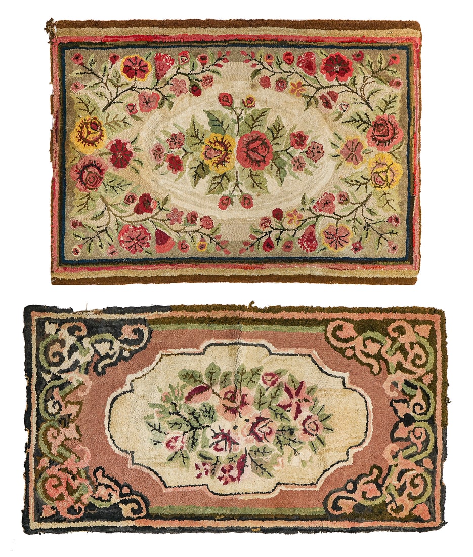 19th c Floral Hooked Rugs (1 of 9)