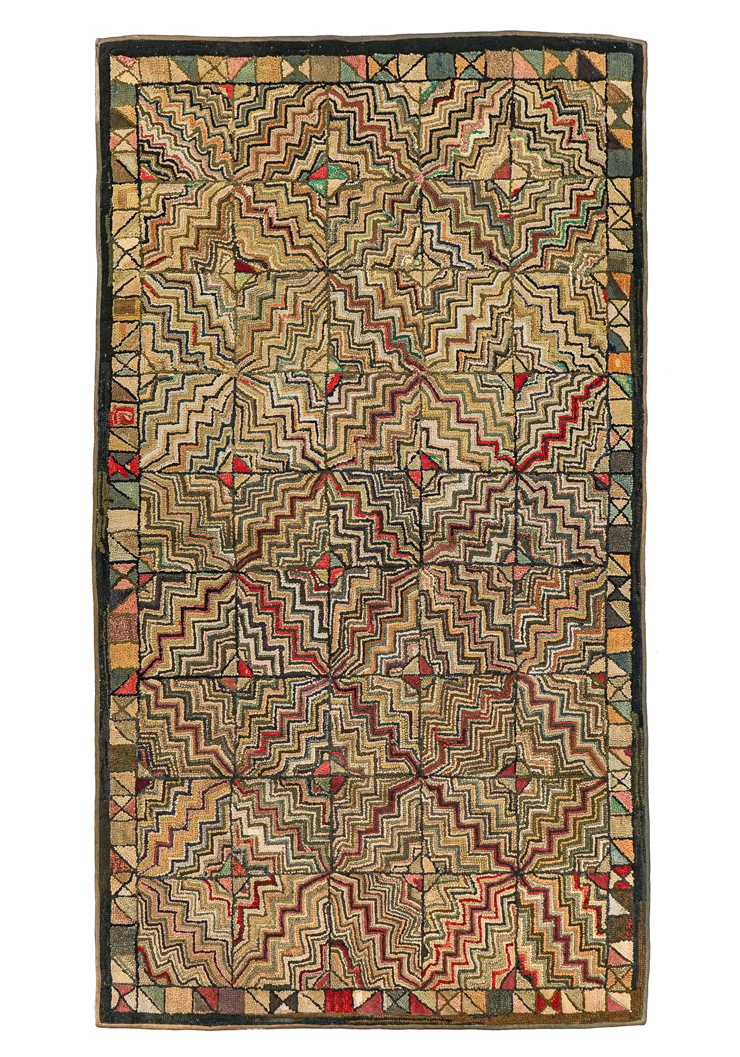 19th c Geometric Hooked Rug (1 of 4)