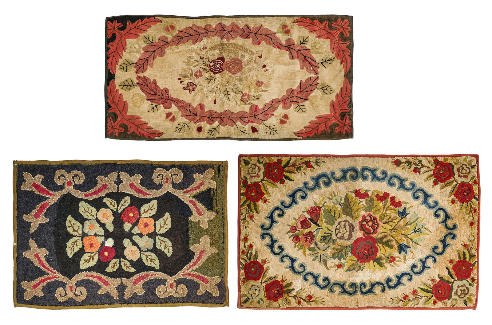 19th c Floral Hooked Rugs (1 of 13)