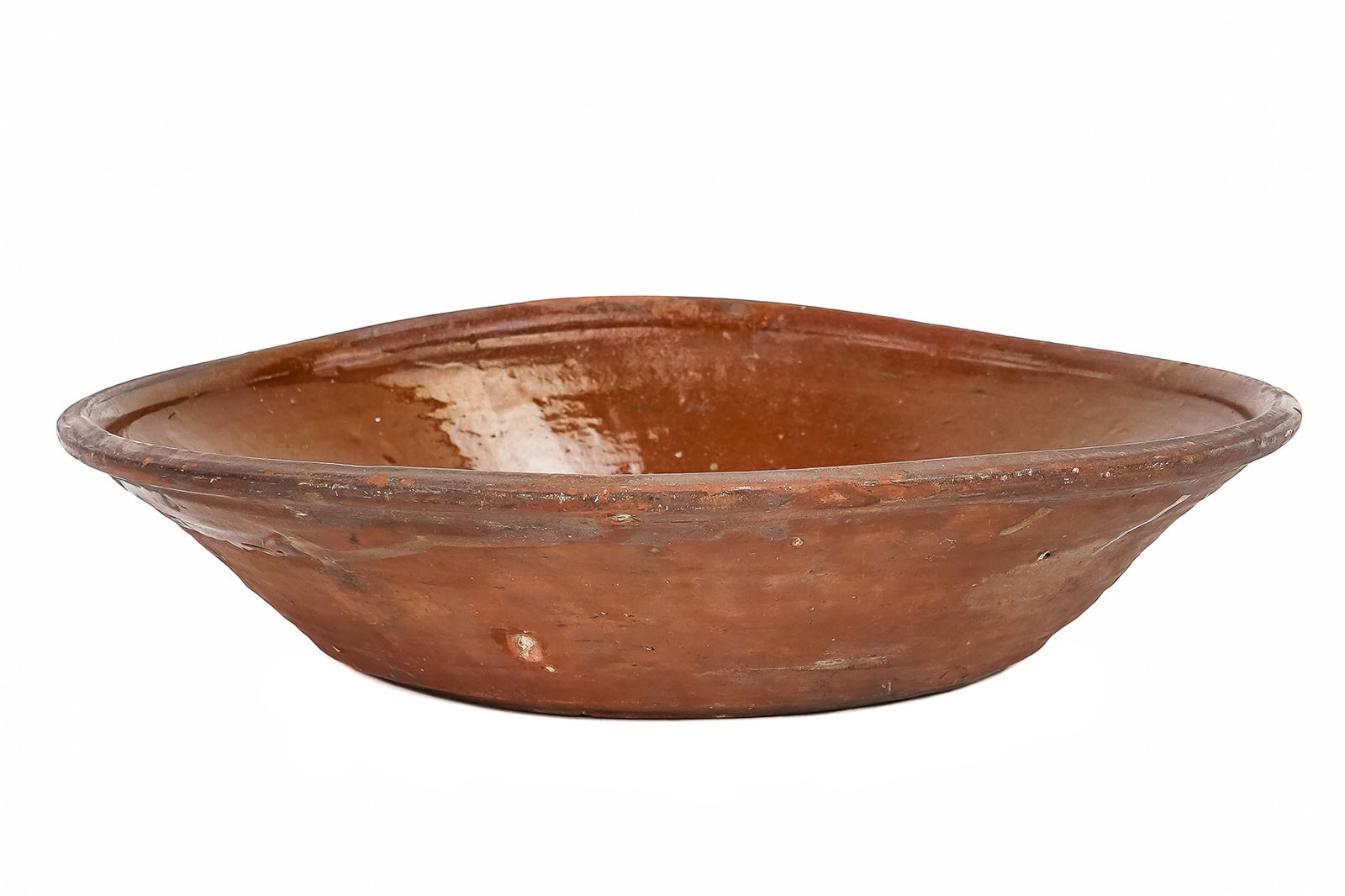 Early 19th c New England Redware Milk Pan (1 of 8)