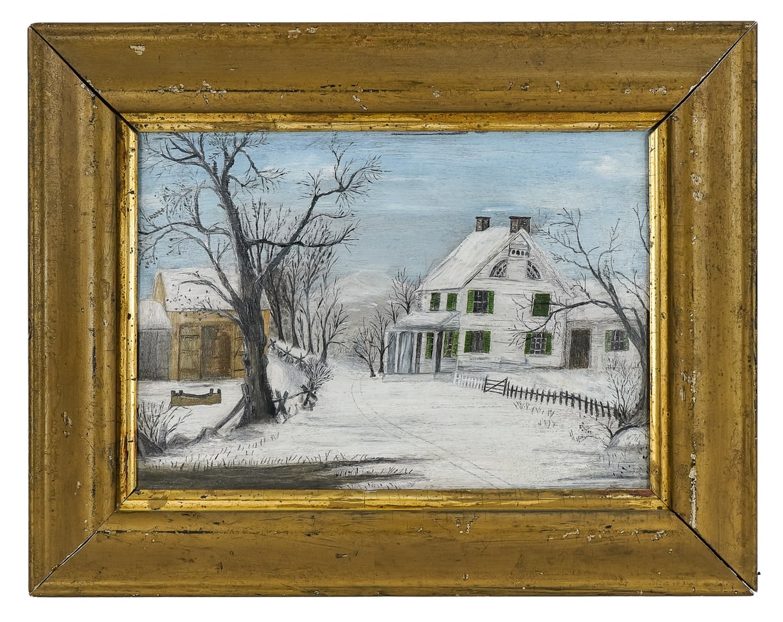 19th c Naive oil on board signed HA Leighton (1 of 5)