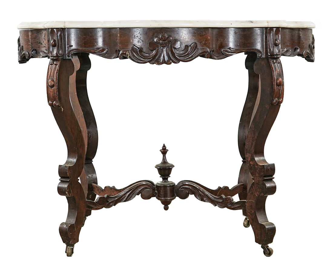 19th c Victorian Turtle top Walnut Parlor Table (1 of 6)