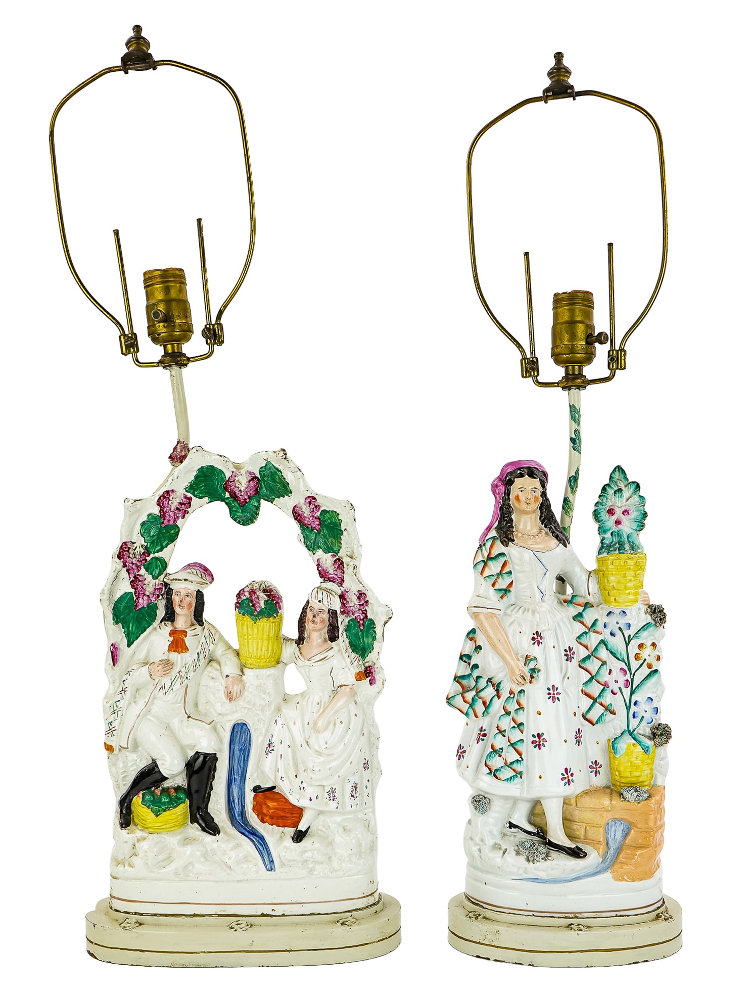 Pair of 19th c. Staffordshire Figure Table Lamps (1 of 7)