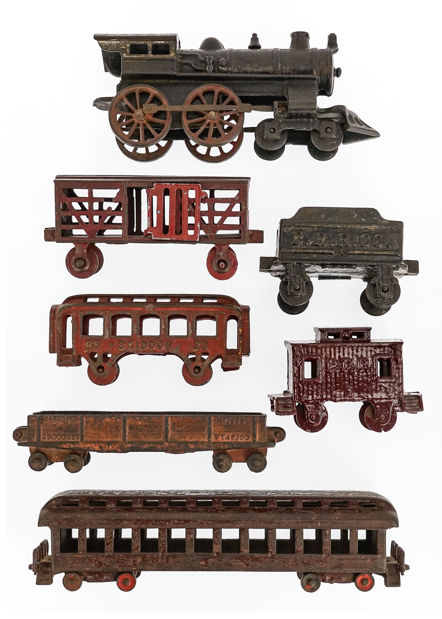 Ca 1900 Cast Iron Locomotive, Train Cars (1 of 2)