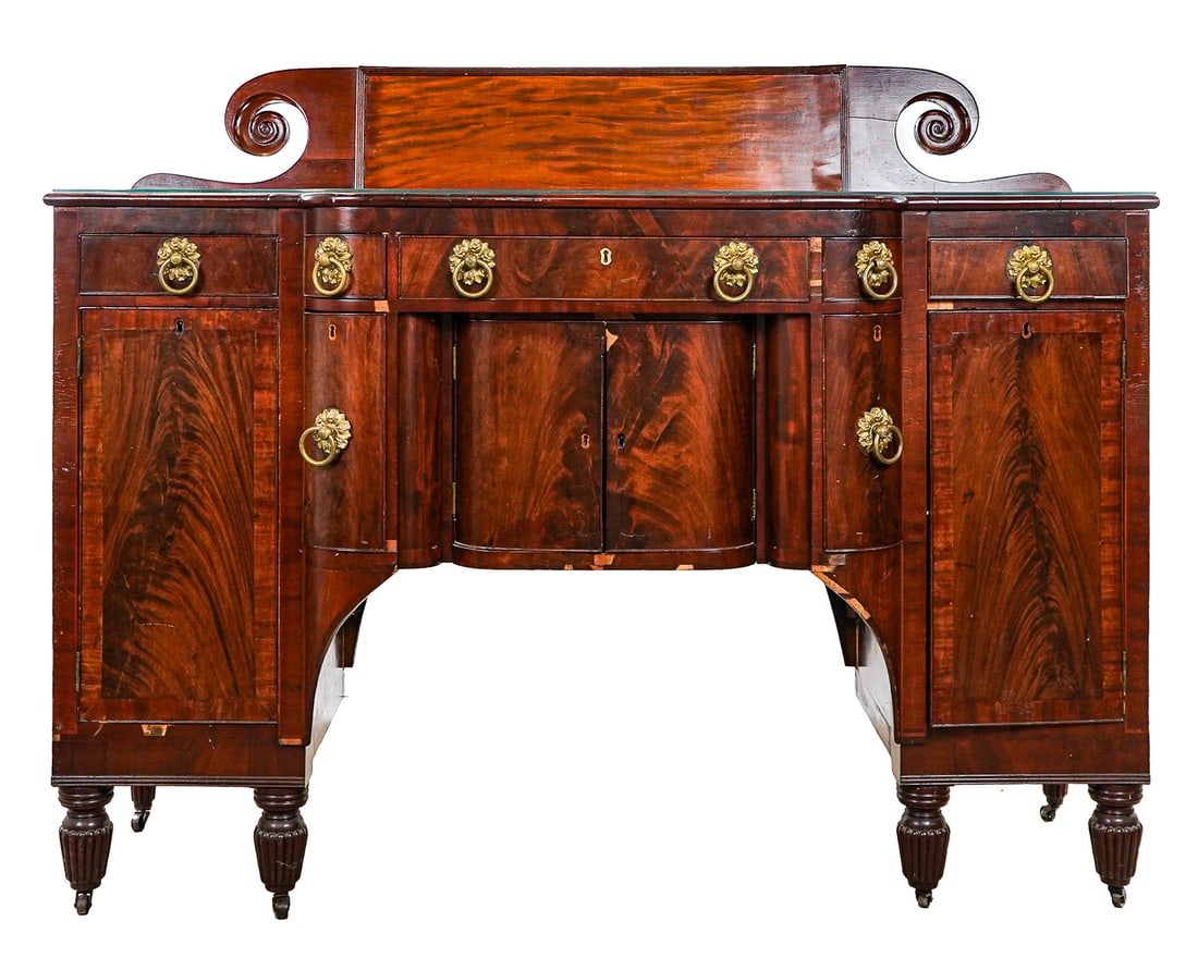 Impressive 19th c Sheraton Mahogany Sideboard (1 of 7)