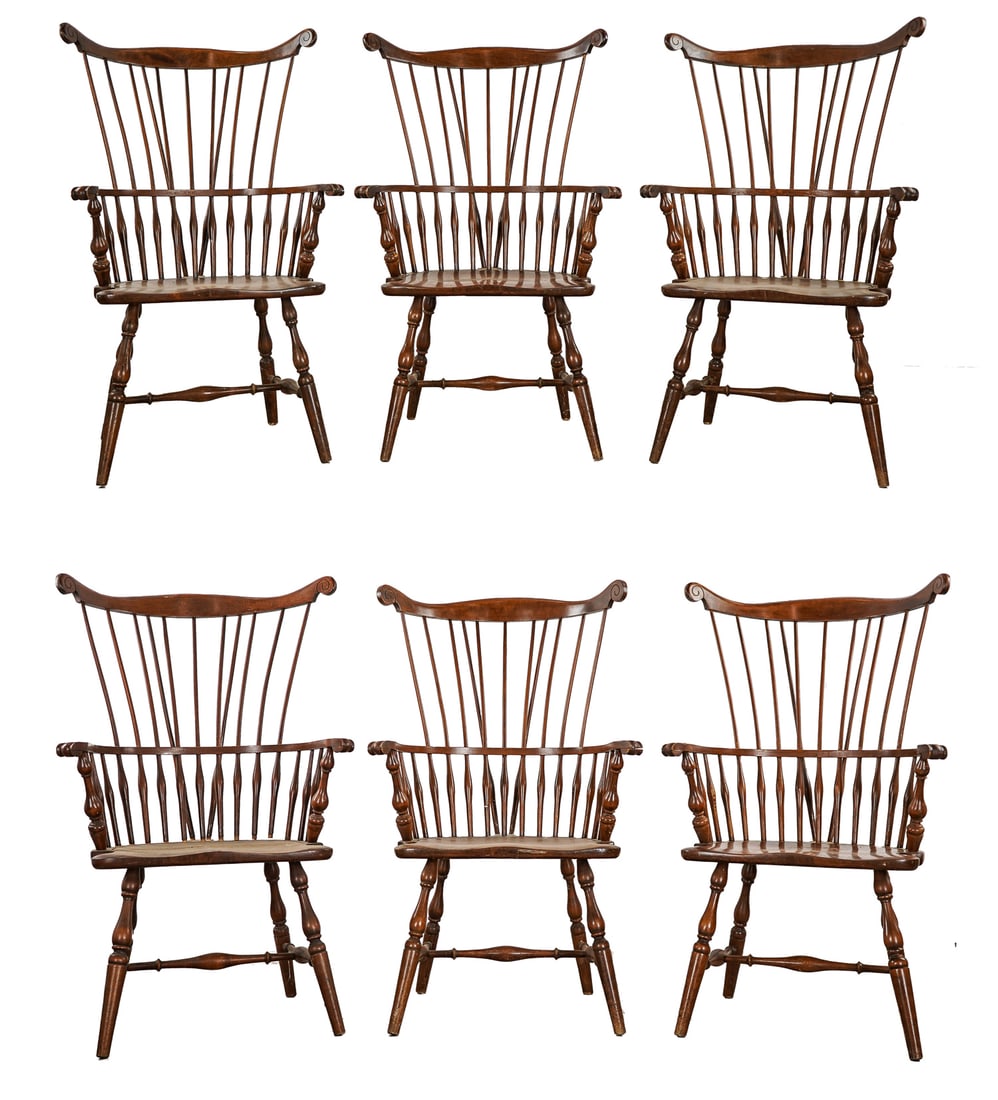 Six Hale Arlington VT Rock Maple Windsor Chairs (1 of 8)