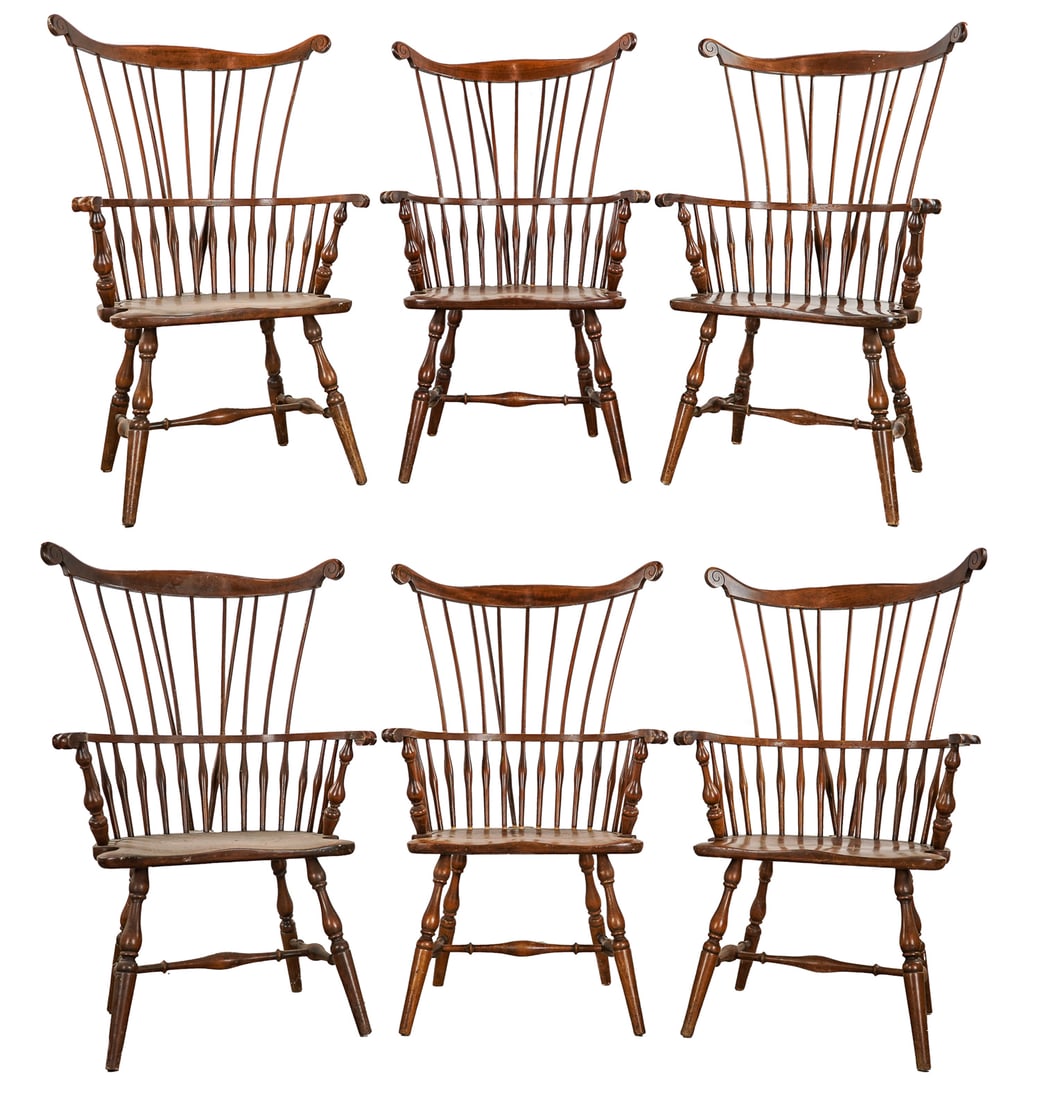 Six Hale Arlington VT Rock Maple Windsor Chairs (1 of 8)