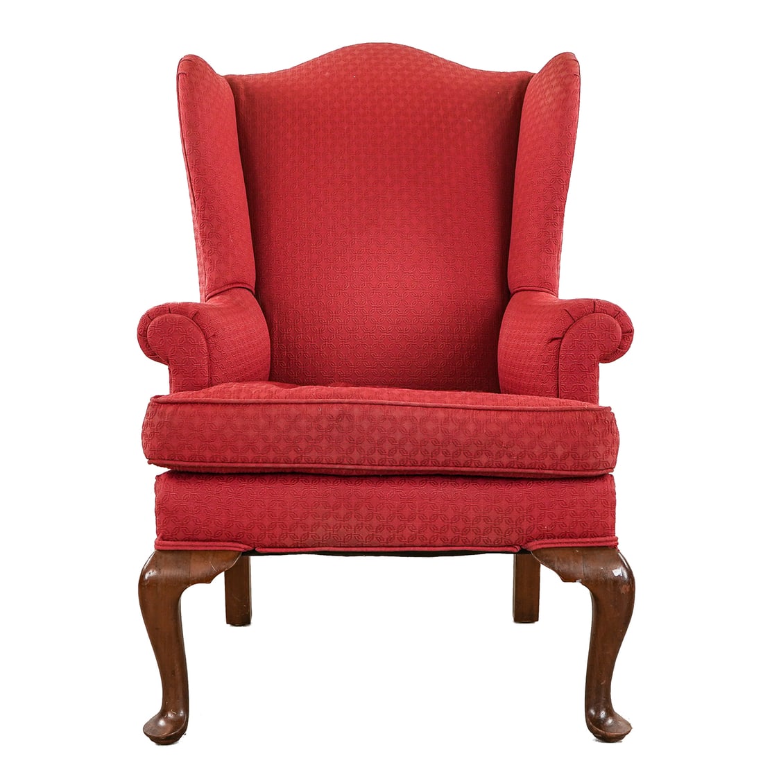 20th c Wing Chair in textured red upholstery (1 of 4)