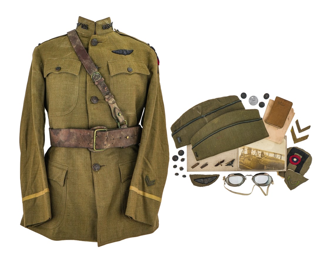 WWI 1st Army Aero Squadron Tunic, Photo: WWI 1st Army Aero Squadron named tunic - Lt. Archie Scott Woods, Easton, PA (1895-1944), who served in France in a repair squadron and as a training instructor, 1st Army, 107th, 801st in France in