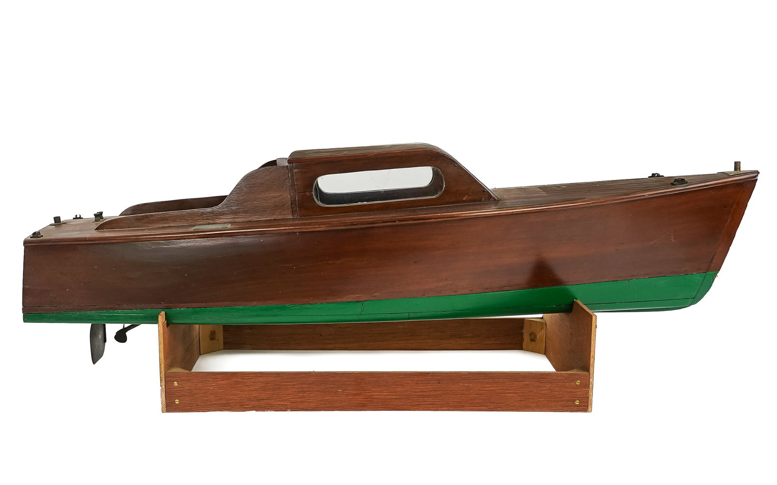 ca. 1920 Mahogany and Brass Model Motor Boat (1 of 9)