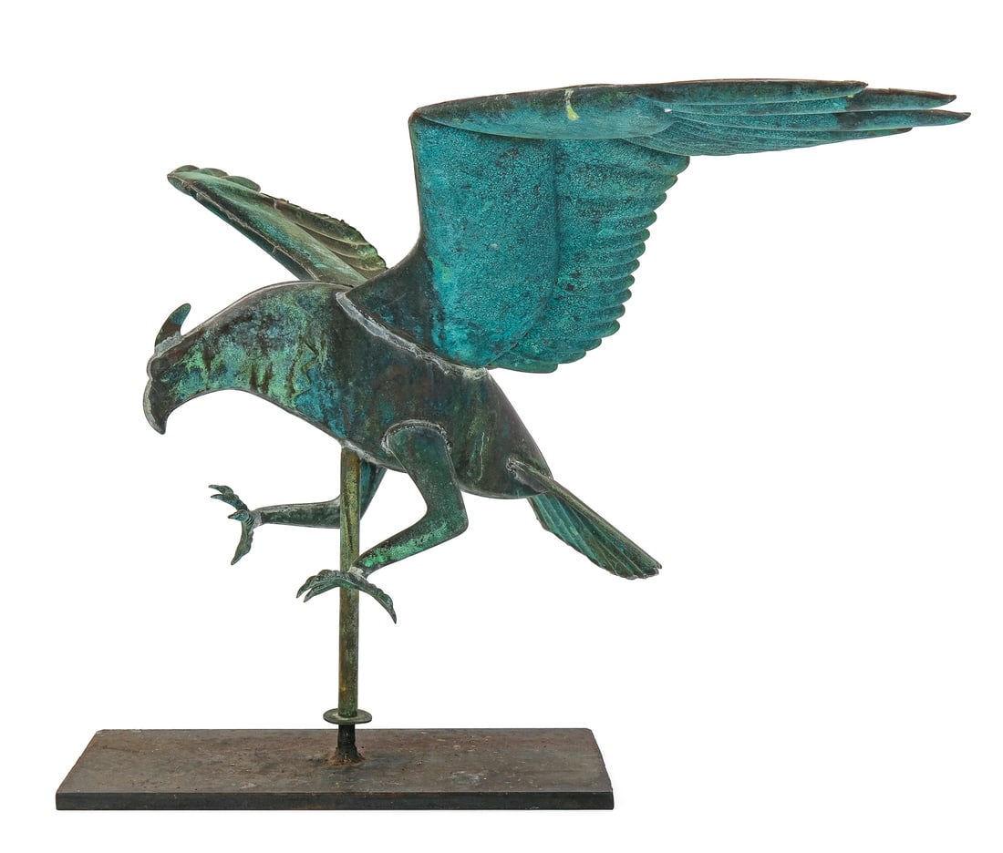Verdigris Copper Eagle Weathervane on Iron Stand (1 of 1)