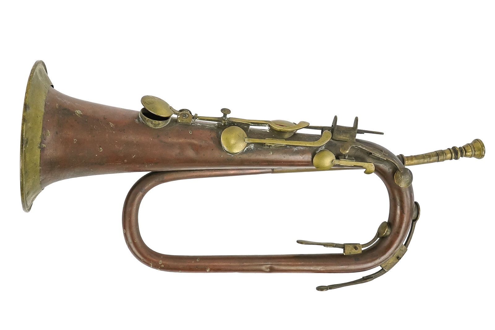 Mid 19th c. Seven Keyed Copper and Brass Bugle (1 of 6)