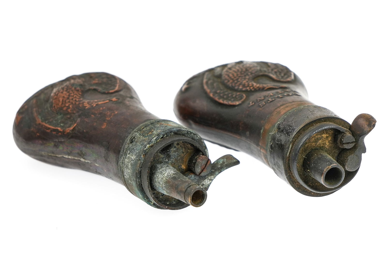 2 Colt 1849 Pocket Model Eagle Powder Flasks - 3