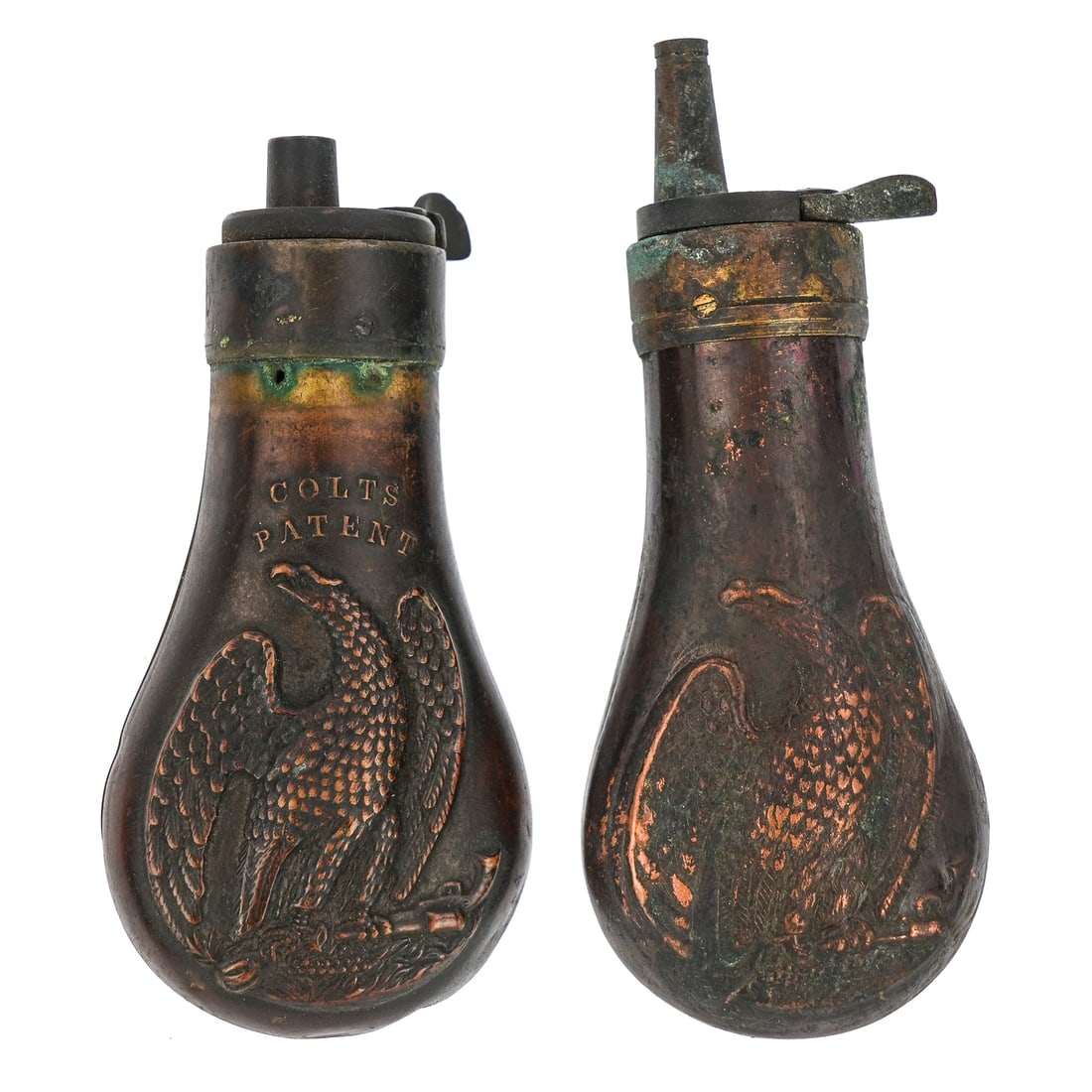 2 Colt 1849 Pocket Model Eagle Powder Flasks - 5