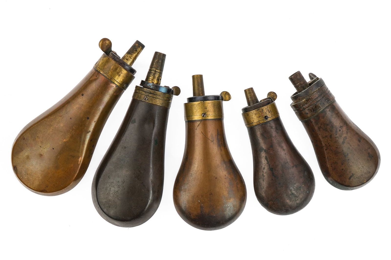 11 19th c Pistol Powder Flasks - 6