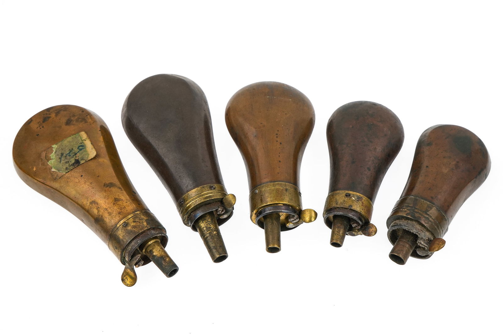 11 19th c Pistol Powder Flasks - 7