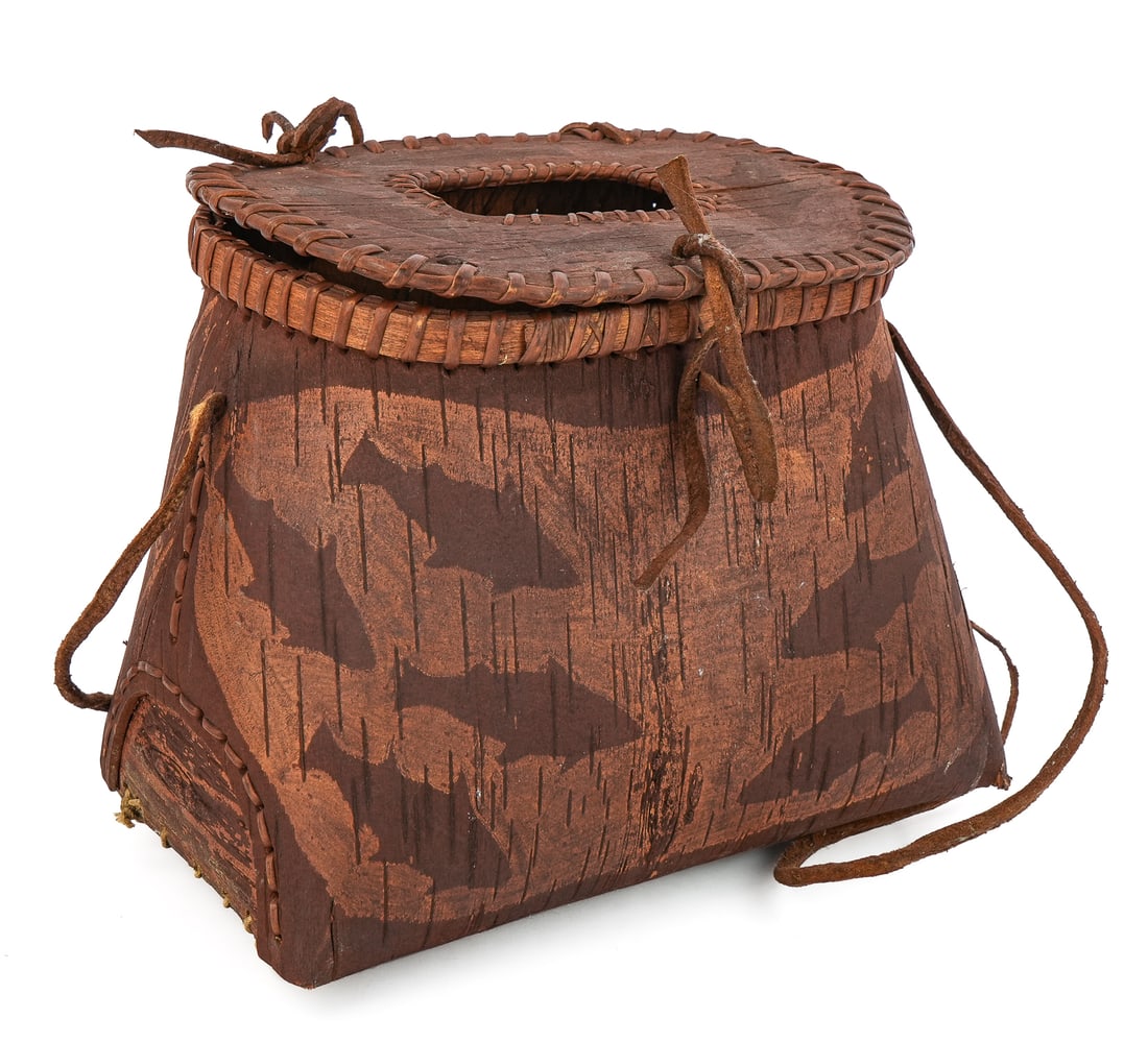 Native American Birch Bark Fishing Creel (1 of 1)