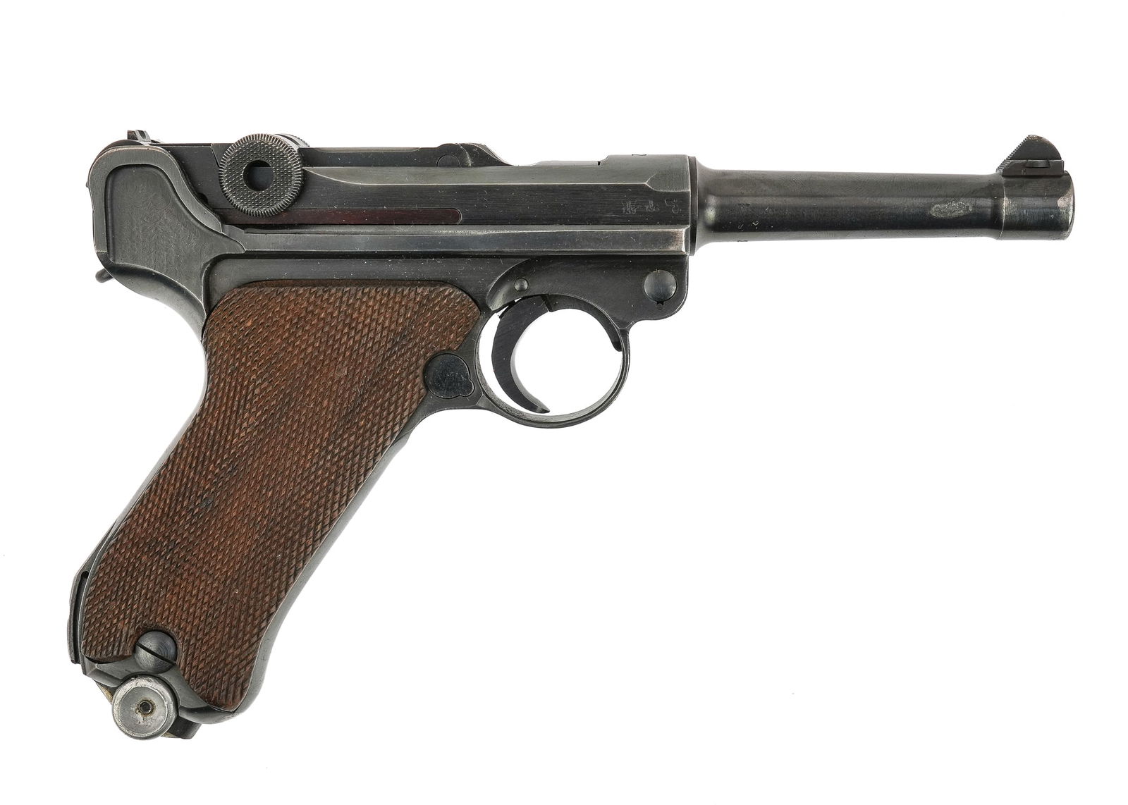 German P08 Pistol with original Holster: Byf German P08 Luger with WWII markings - Serial #2519 consistent throughout (19) with original holster and extra magazine. FFL# 149 THIS FIREARM REQUIRES A 4473 BACKGROUND CHECK OR FFL/C&R TRANSFER.