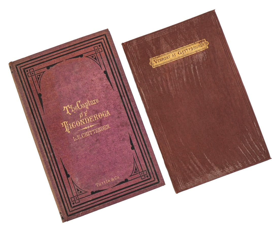 Vermont at Gettysburg by Benedict: 1870 Lt C C Benedict "Vermont at Gettysburg", with nice steel engraving of General Stannard, maps, with pencil inscription Col E B Sawyer ( Edward Bertrand Sawyer 1828-1918 1st VT cavalry) regards of