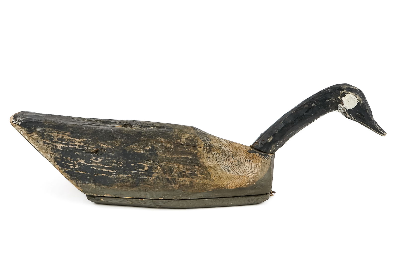 19th c Canadian Goose Decoy: 19th c Canadian goose decoy. Hollow body, carved neck and head, worn original paint. 29" long.