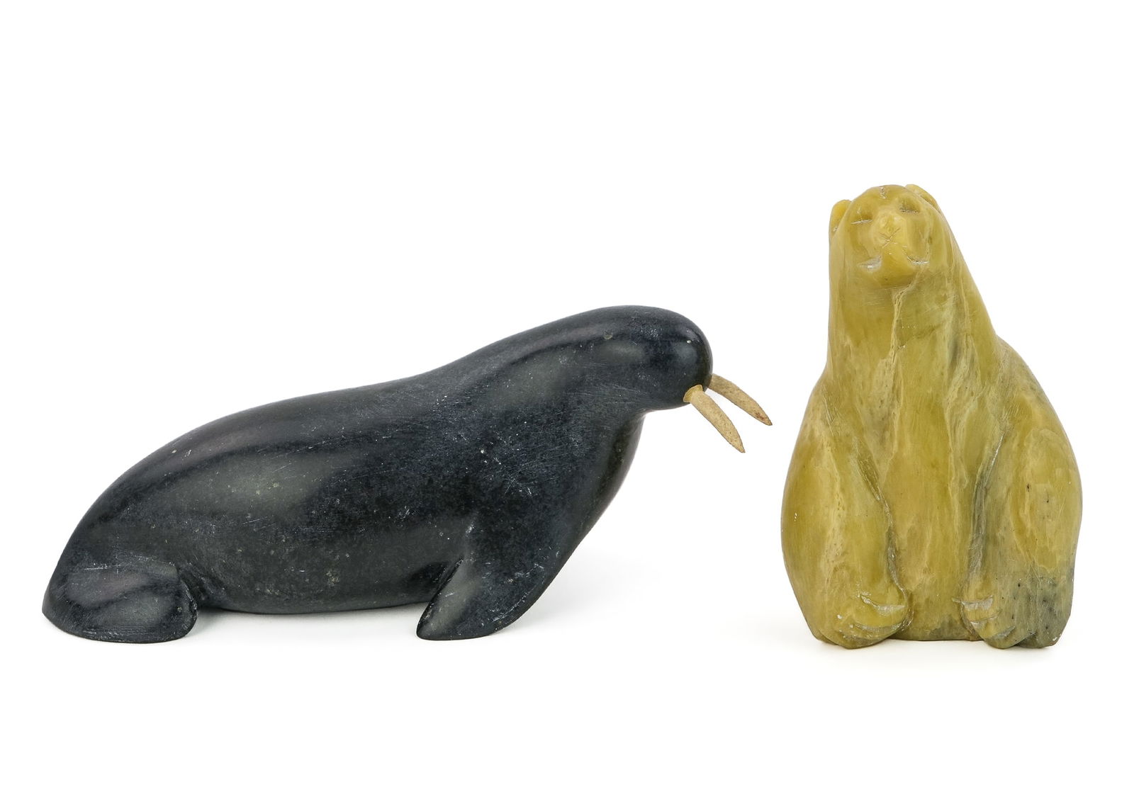 Inuit Stone Carving of Bear, Walrus (1 of 6)