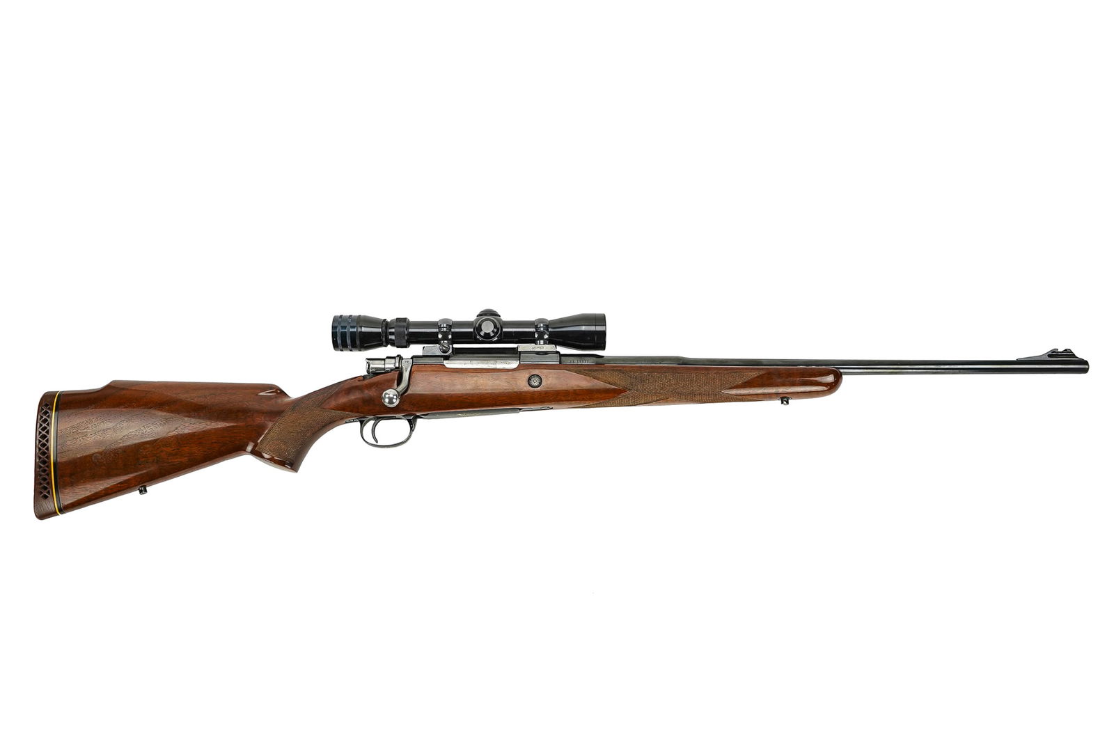 Browning Hi Power Safari Grade Rifle in .270: Browning Hi Power Safari Grade rifle in .270 Winchester with Redfield 2x-7x Scope made in Belgium with figured walnut stock. 22" Barrel 43" overall Serial number 2L15533 FFL# 125 THIS FIREARM REQUIRES