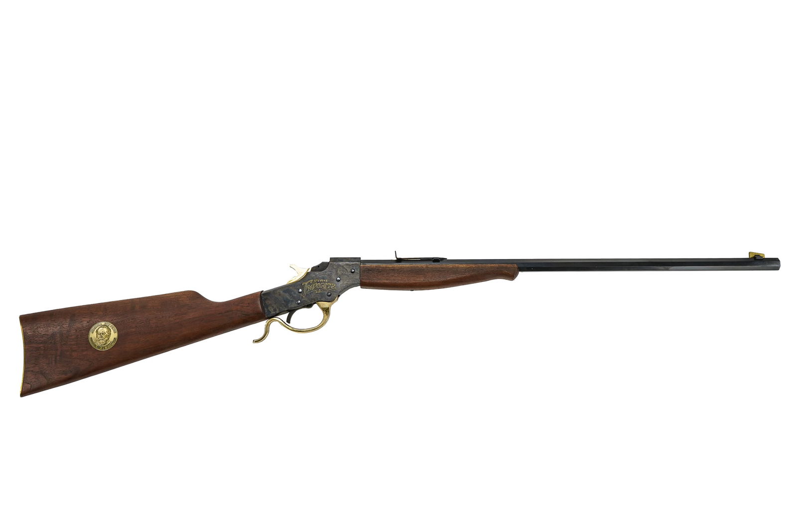 Stevens Favorite Model 71 Centennial rifle in .22lr with original box.: Stevens Favorite model 71 Centennial Model- Falling block rifle in .22lr with original box, hang tags, papers etc. In outstanding unfired condition. 20.5" barrel 37" overall Box approximately 7 x 3 x
