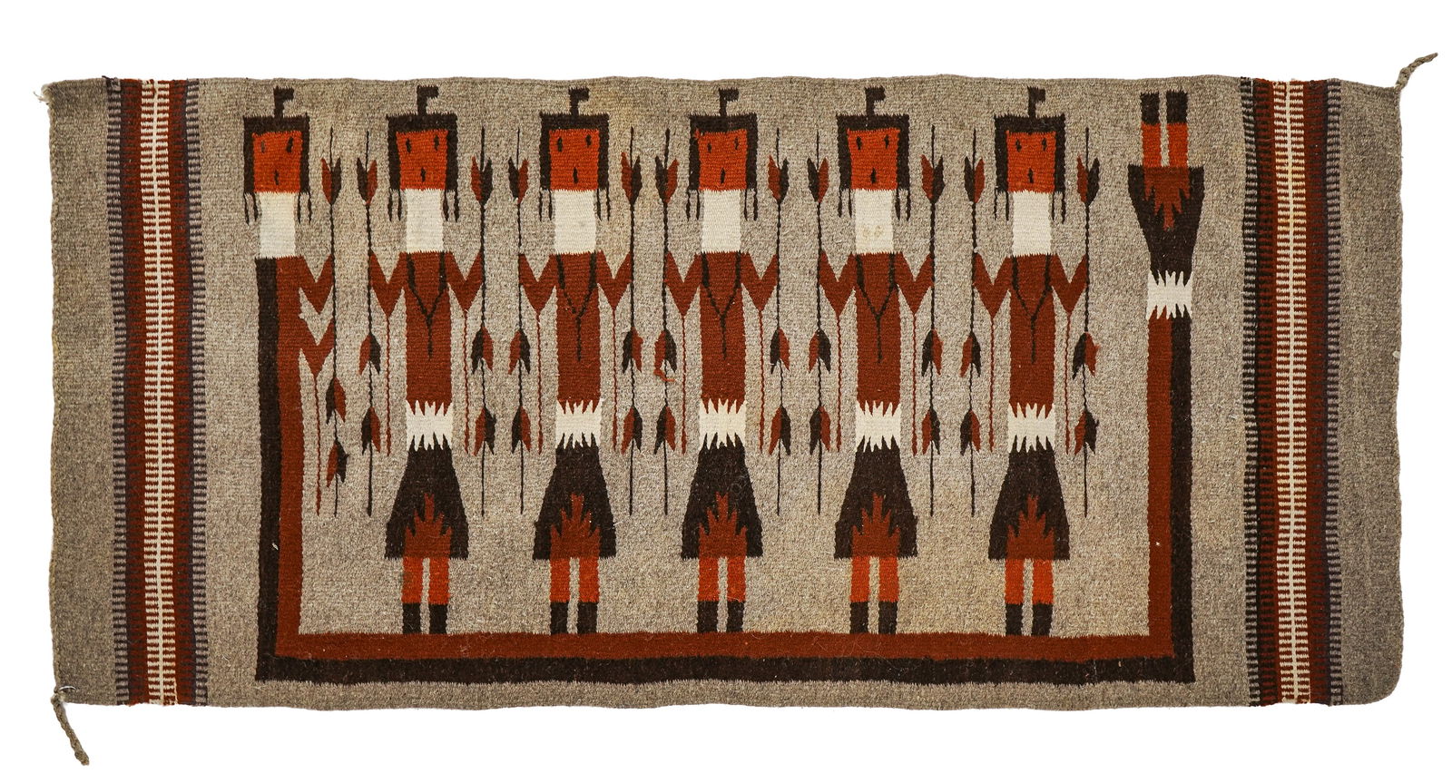 Navajo Yei Figures Rug: Navajo rug with Yei figures design, excellent condition, 28" x 62"