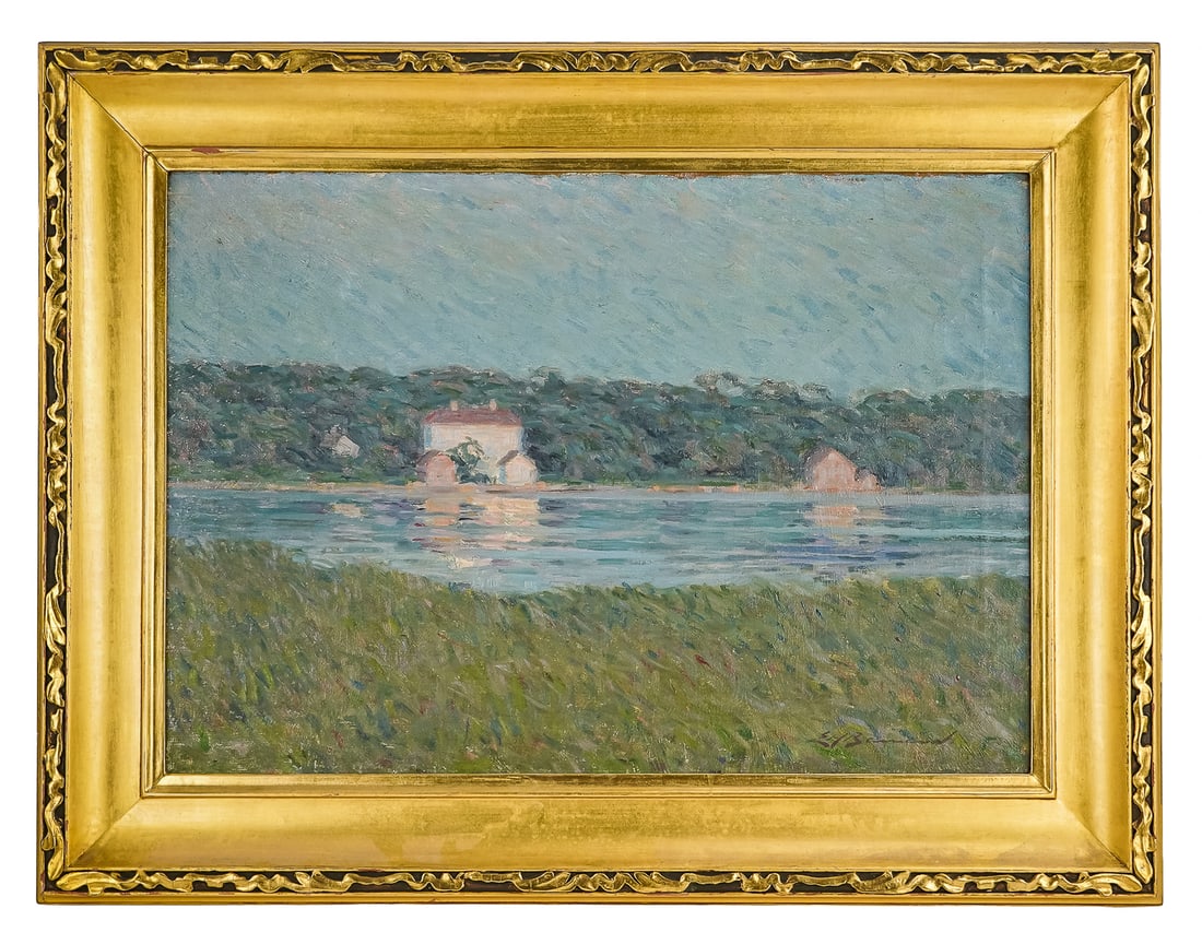 Edward Herbert Barnard (AM 1855-1909) Tonalist landscape: Edward Herbert Barnard (American 1855-1909) Tonalist landscape - oil on canvas signed lower right - 14 x 20" 20 x 26" as framed. Barnard is known for his impressionist and representational