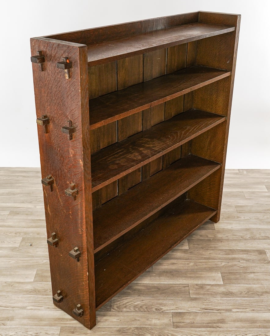 Stickley style Oak open bookcase - 2