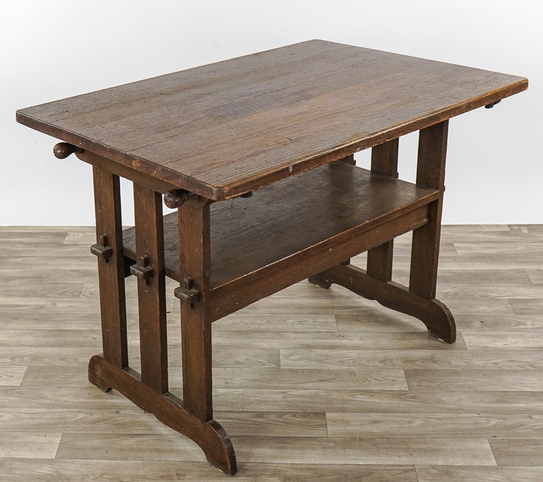 Oak Folding hutch Table. - 2