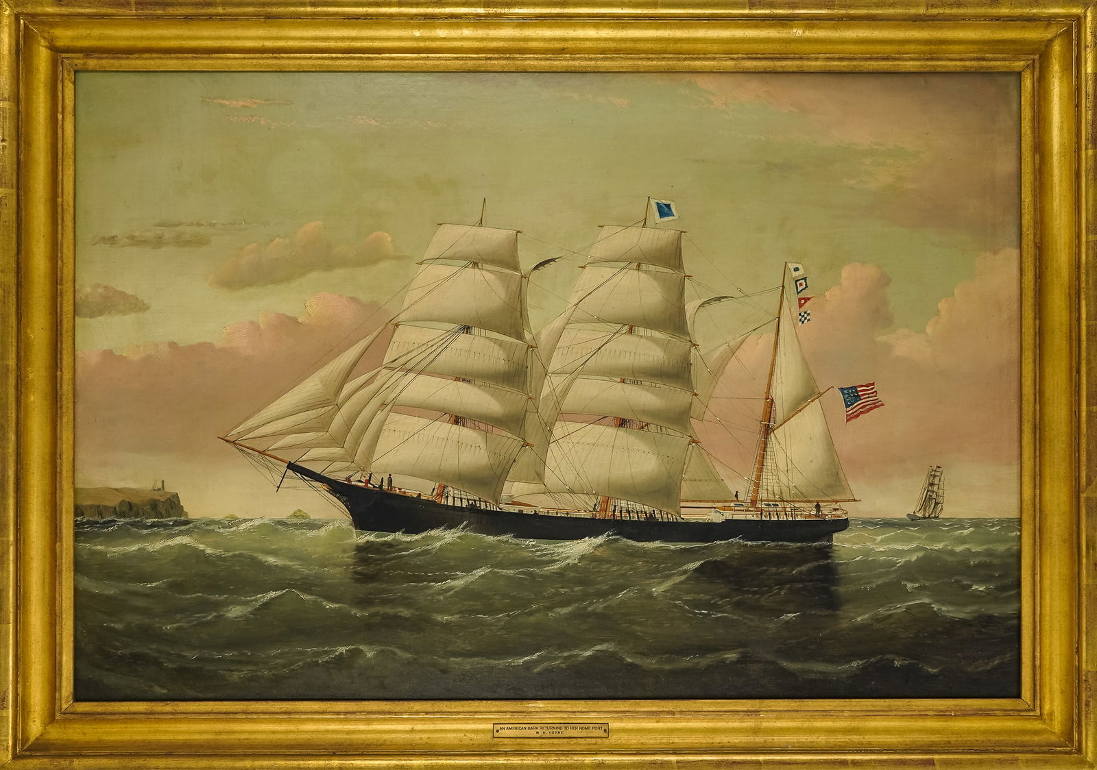 William Howard Yorke (EN 1847-1921) An American Bark Returning Home (1 of 4)