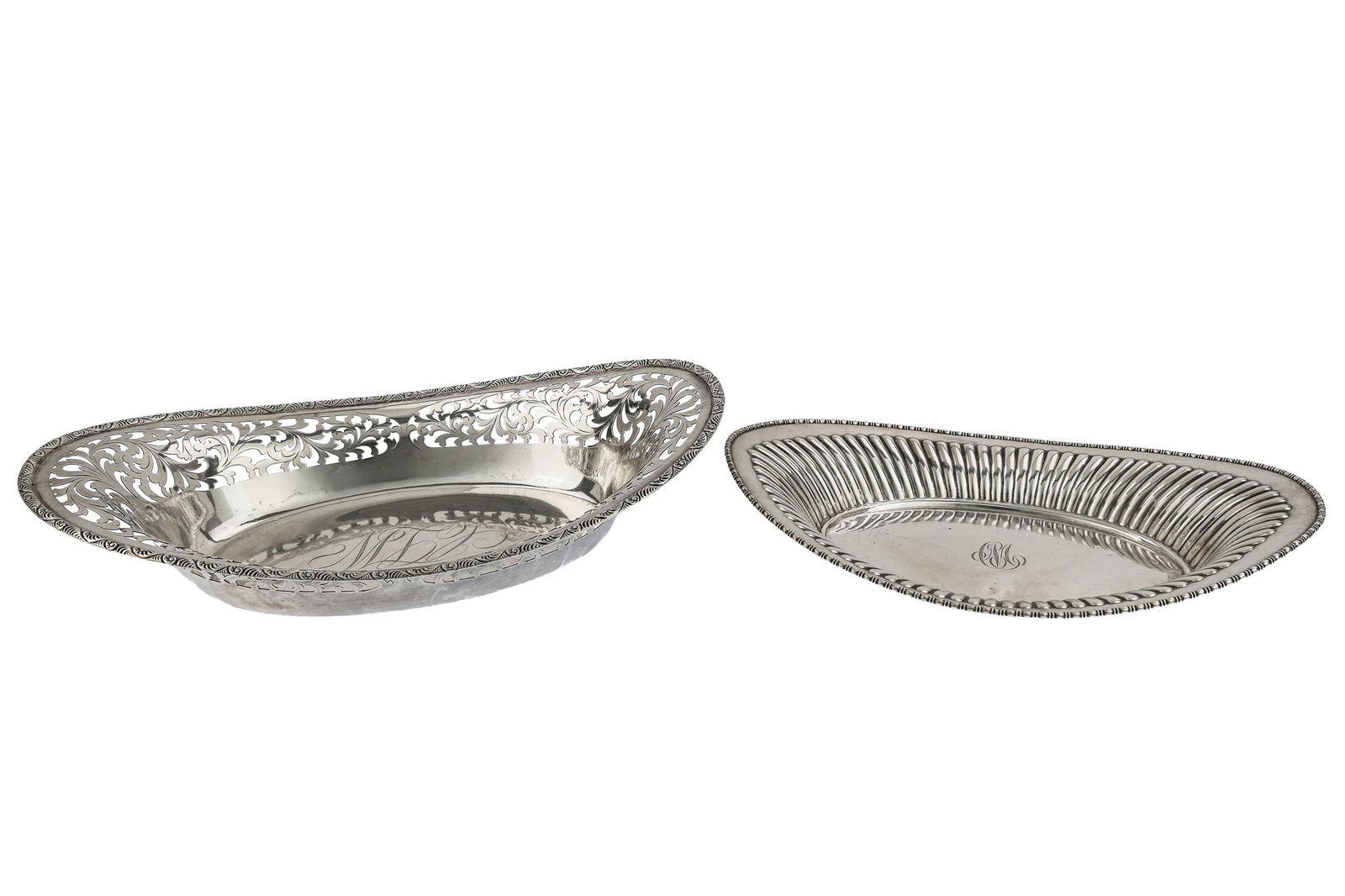 Two Sterling Silver Oval Bread Trays - 2
